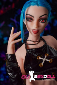 Blue Hair Playful Slim Mini Sex Doll 4