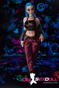 Blue Hair Playful Slim Mini Sex Doll 5