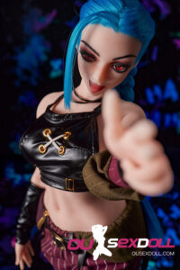Blue Hair Playful Slim Mini Sex Doll 7