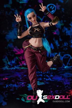 Blue Hair Playful Slim Mini Sex Doll 8